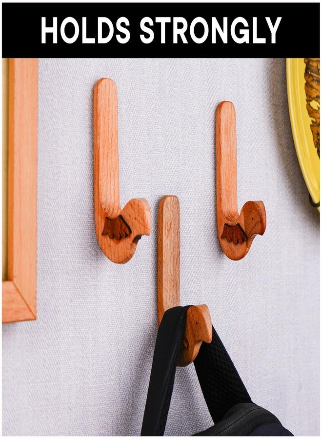 Indian-Shelf 3 Hook, 6 Strips Cute Bird Decorative Adhesive Wall Hooks for Hanging Unique No Damage Wood Wall Hooks - Image 5